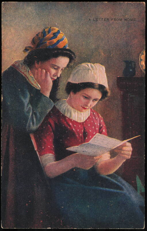 A Letter from Home - Two Women in Traditional Dress