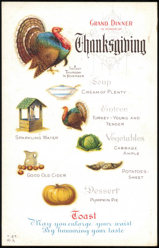 Thanksgiving Grand Dinner Menu with Turkey and Pumpkin