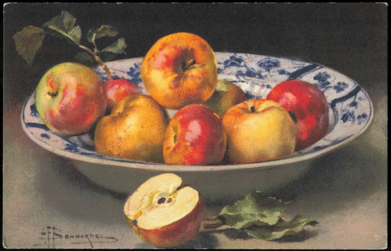 Still Life of Apples in Blue and White Bowl by Bonnardel