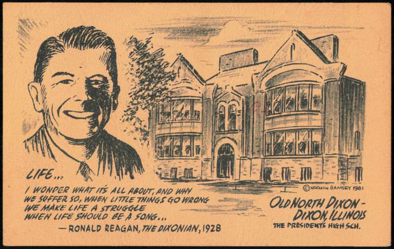 Ronald Reagan Portrait & Old North Dixon High School Illinois