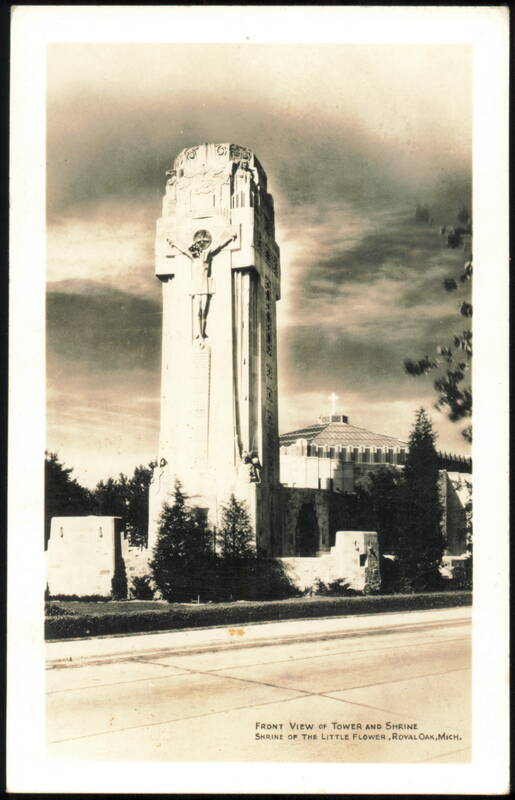 Front View of Tower and Shrine of the Little Flower Royal Oak Michigan