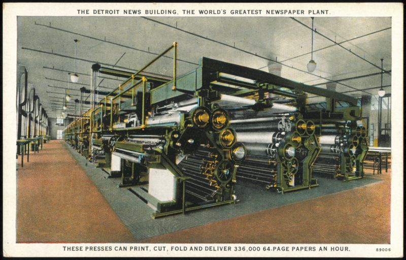 Detroit News Building Printing Presses & Newspaper Plant Michigan