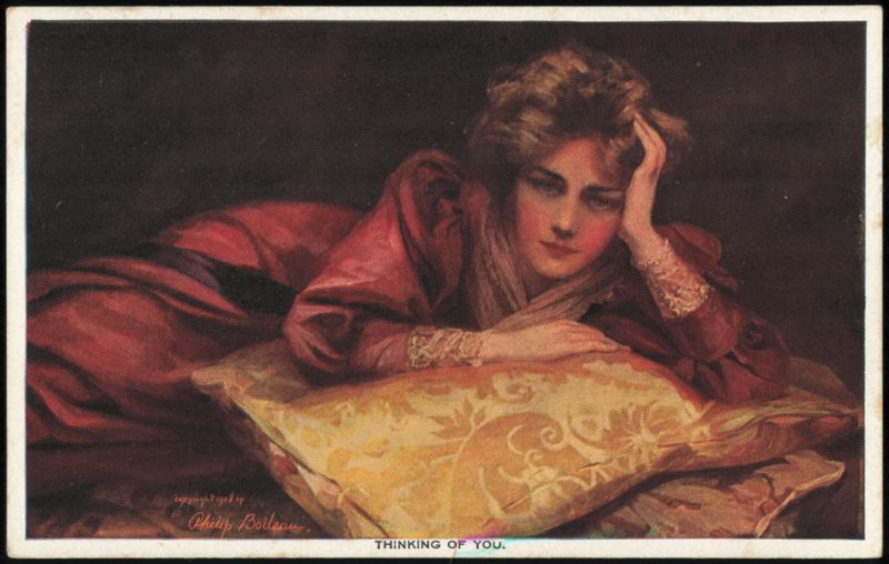Thinking of You Woman in Red Dress by Philip Boileau