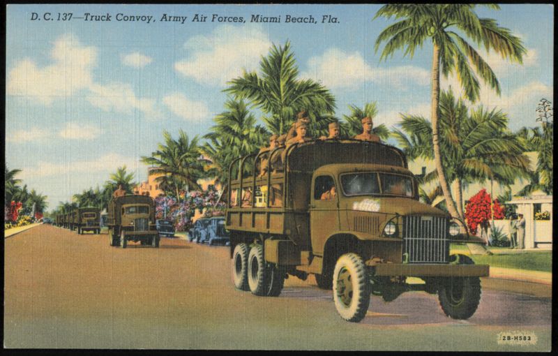 Army Air Forces Truck Convoy, Miami Beach Florida Trucks