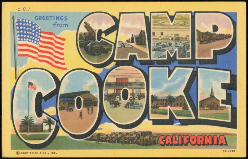 Greetings from Camp Cooke, Large Letter Military Scenes California