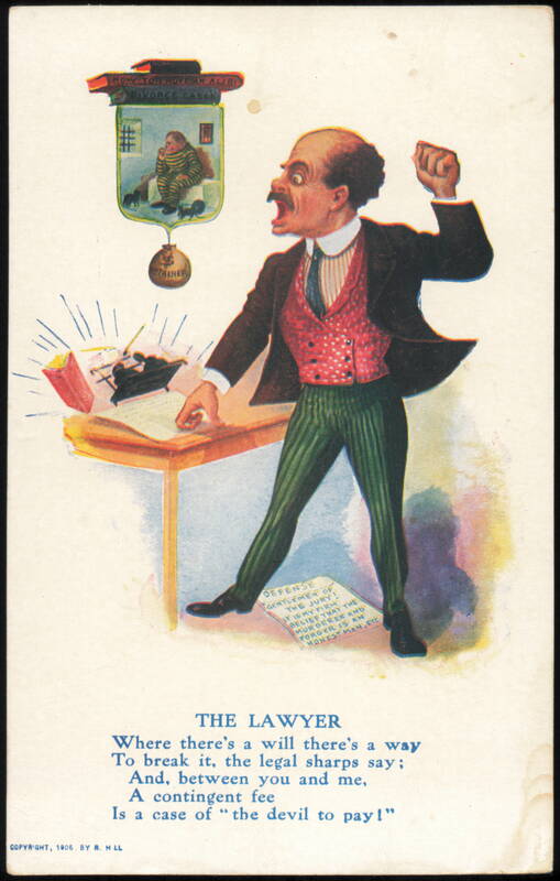 The Lawyer Humorous Satirical Illustration by R. Hill