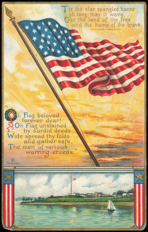 American Flag with Star Spangled Banner Lyrics and Poem