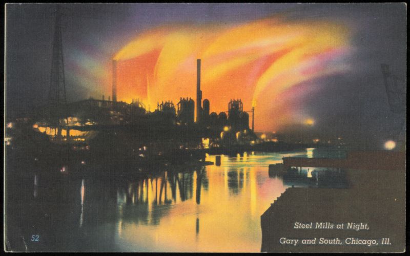 Steel Mills at Night, Gary and South Chicago Illinois