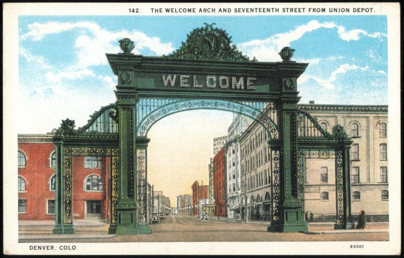 Welcome Arch and 17th Street from Union Depot Denver Colorado