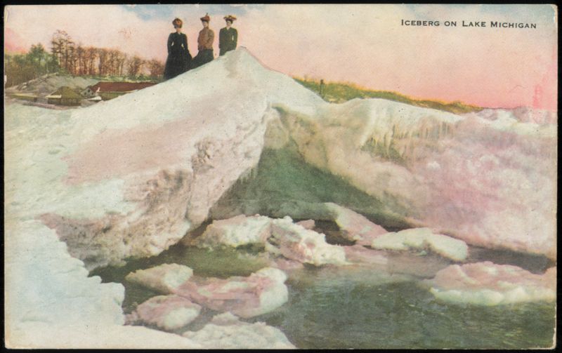 Iceberg on Lake Michigan with Three Women