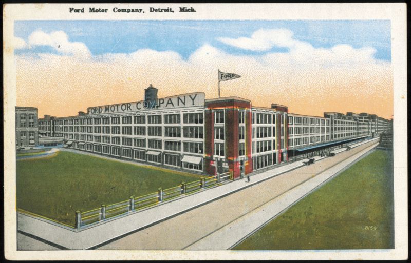 Ford Motor Company Factory Bird's-Eye View Detroit Michigan