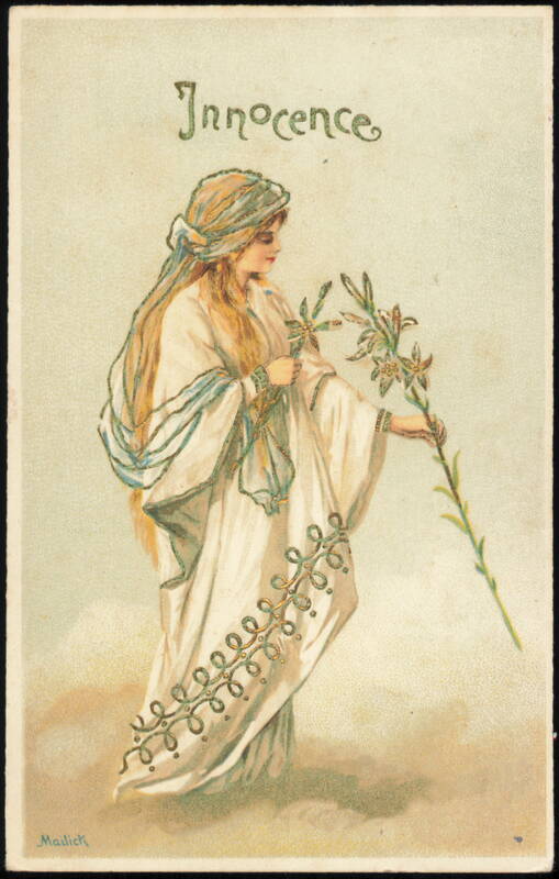 Innocence Art Nouveau Woman with Lily by Artist Mailick