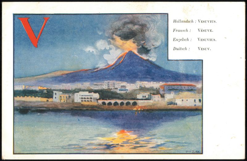 Mount Vesuvius Eruption Alphabet Series Letter V Italy