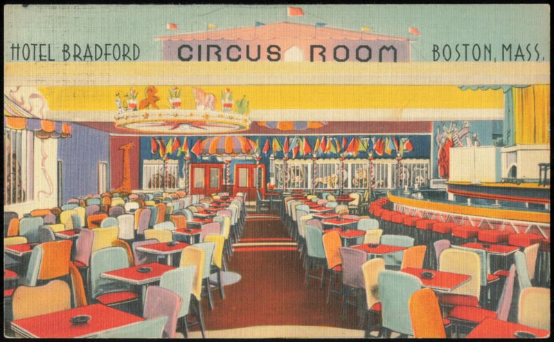 Hotel Bradford Circus Room Interior, Unique Fun Room Boston Massachusetts