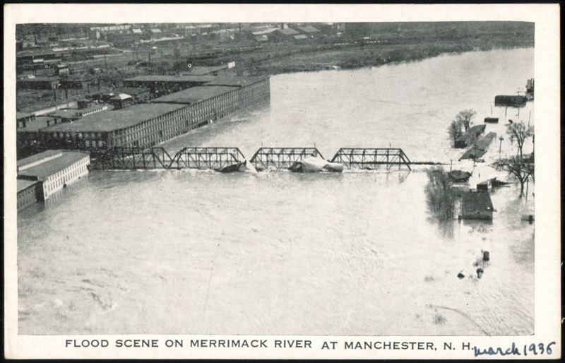 Flood Scene on Merrimack River, March 1936 Manchester New Hampshire