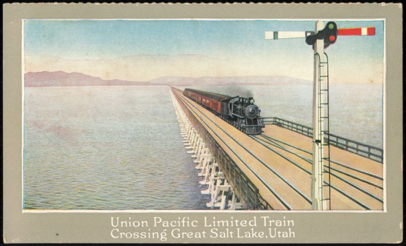 Union Pacific Limited Train Crossing Great Salt Lake Utah