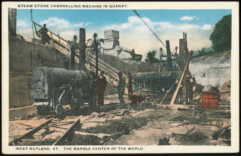 Steam Stone Channeling Machine in West Rutland Quarry Vermont