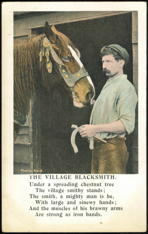 The Village Blacksmith with Horse and Horseshoe Reid