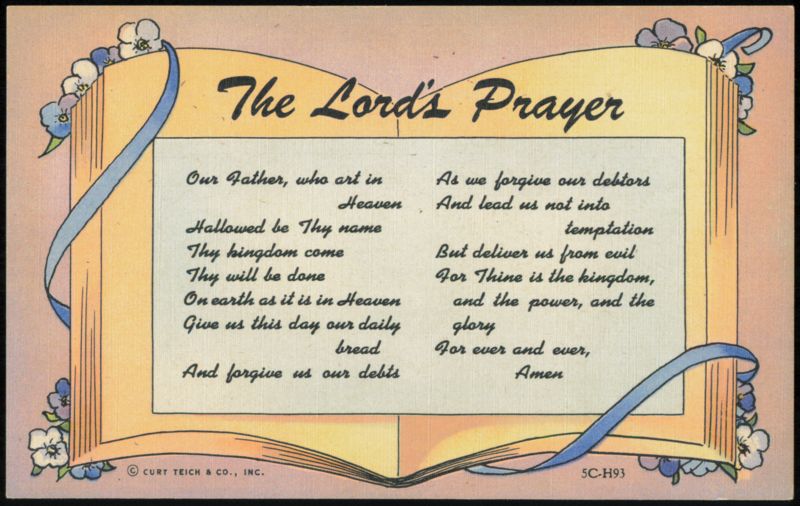 The Lord's Prayer Illustrated Open Book with Flowers Grafton West Virginia