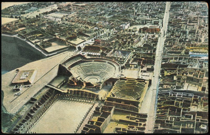 Bird's-eye View of Pompeii Ruins Italy