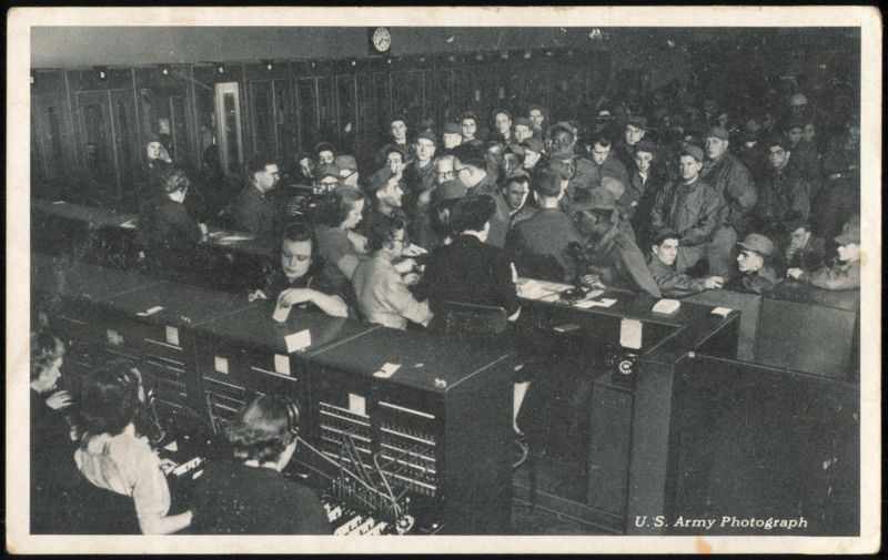 Rush Hour at Camp Kilmer Telephone Center New Jersey