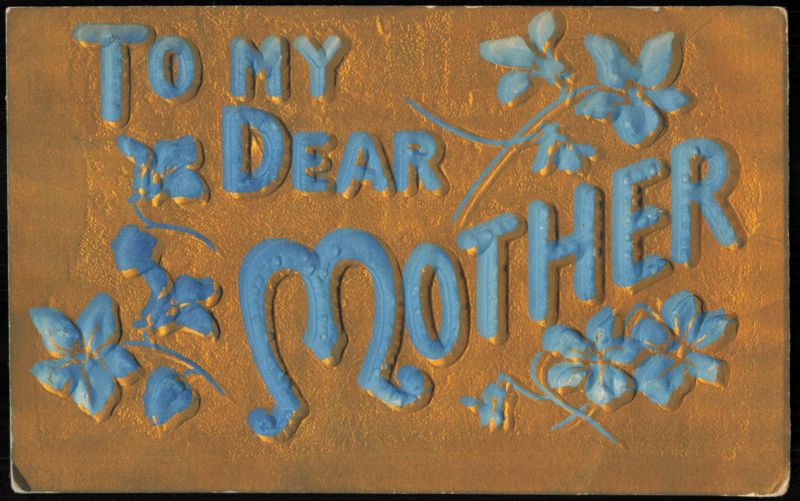 To My Dear Mother Embossed Blue Forget-Me-Nots on Gold