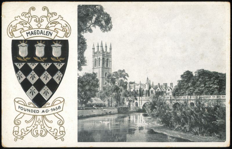 Magdalen College Tower, Bridge and Coat of Arms Oxford United Kingdom