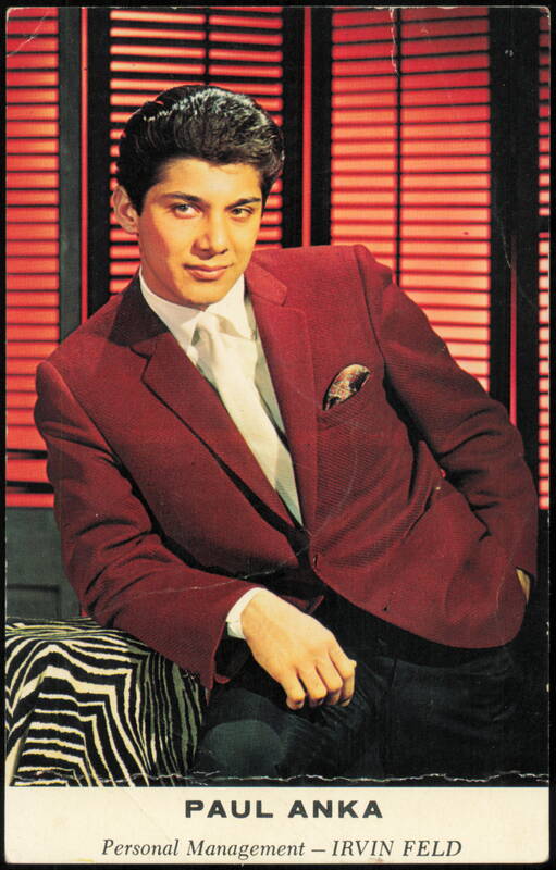 Paul Anka Fan Club Card, Personal Management Irvin Feld