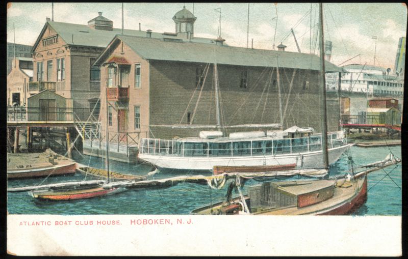 Atlantic Boat Club House and Waterfront Scene Hoboken New Jersey