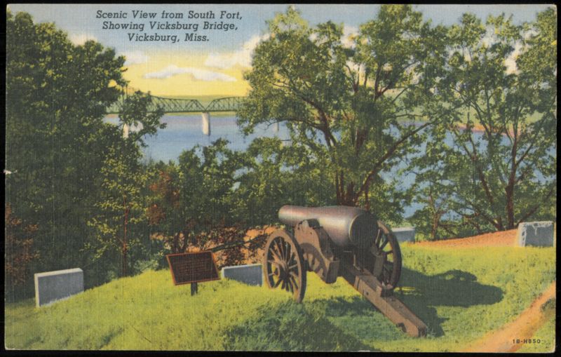 Scenic View from South Fort with Vicksburg Bridge Mississippi
