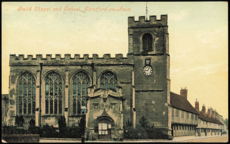 Guild Chapel and School with 1911 Vaccination Message Stratford-on-Avon United Kingdom