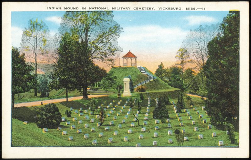 Indian Mound with Gazebo in National Military Cemetery Vicksburg Mississippi