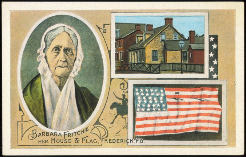 Barbara Fritchie, Her House & Flag with Whittier Poem Frederick Maryland