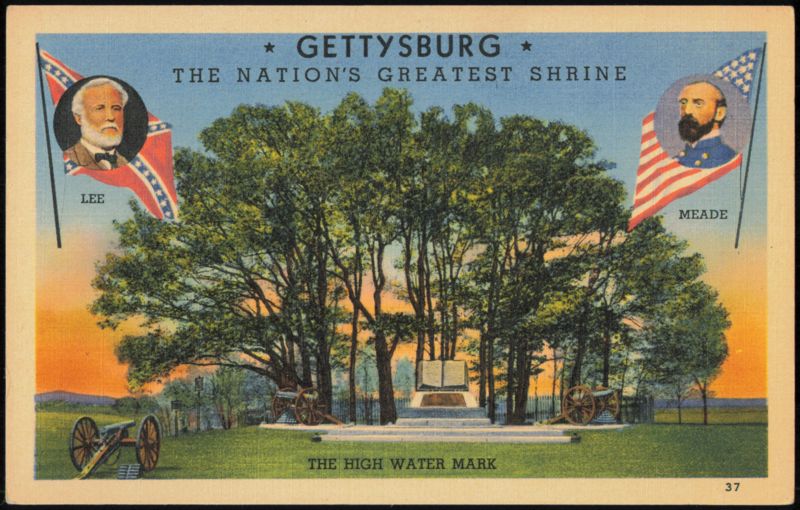 High Water Mark Monument with Generals Lee and Meade Gettysburg Pennsylvania