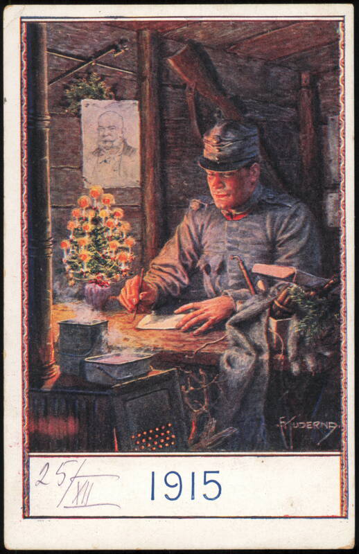 Austro-Hungarian Soldier Writing Letter, Christmas 1915
