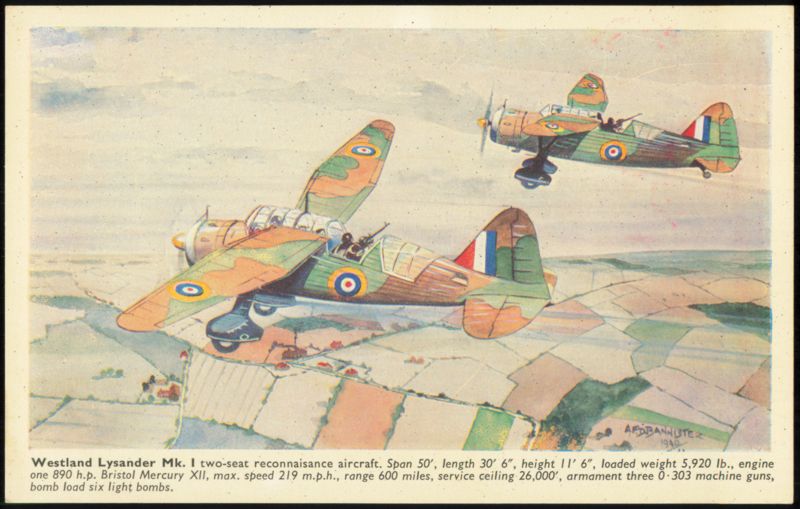 Westland Lysander Mk. I Reconnaissance Aircraft A.F.D. Bannister