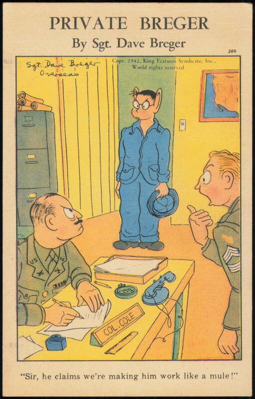 Private Breger Work Like a Mule WWII Comic by Dave Breger