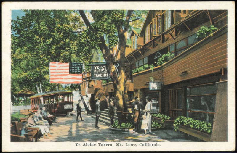 Ye Alpine Tavern and Mt. Lowe Railway Trolley Mount Lowe California