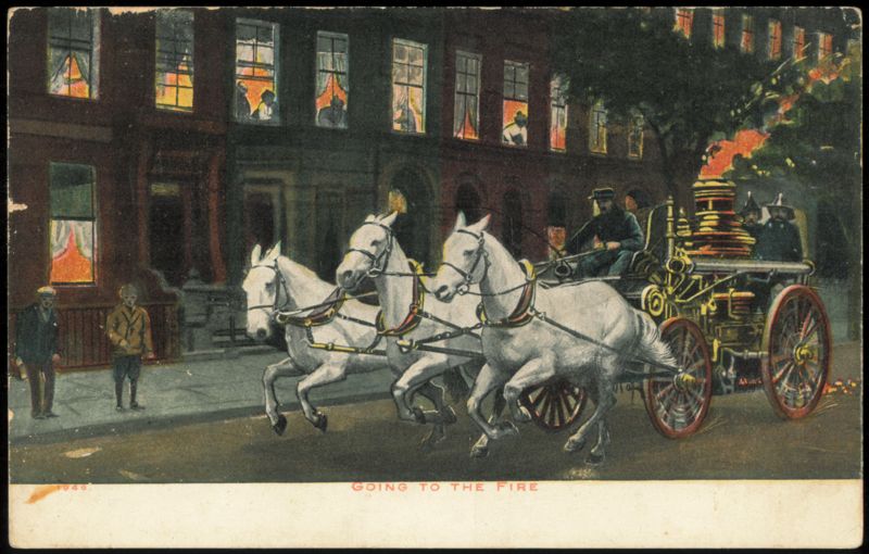 Going to the Fire Horse-Drawn Steam Fire Engine