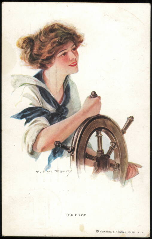 The Pilot Nautical Woman at Ship's Wheel, T. Earl Christy