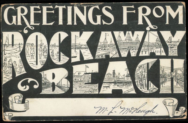 Rockaway Beach Large Letter Illustration by M. L. McHugh New York