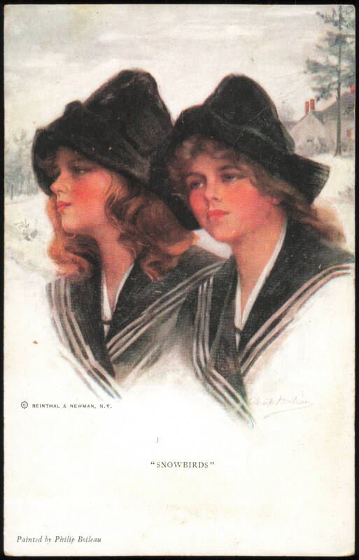Snowbirds Two Young Women in Black Hats by Philip Boileau