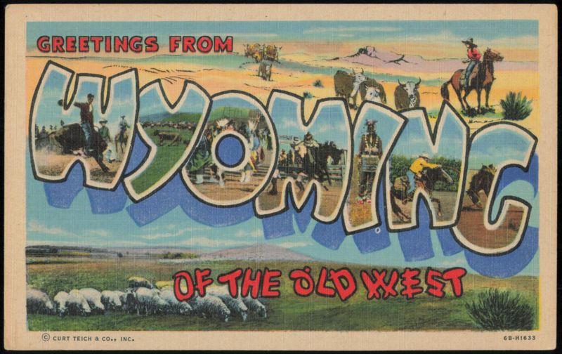 Greetings from Wyoming of the Old West Large Letter