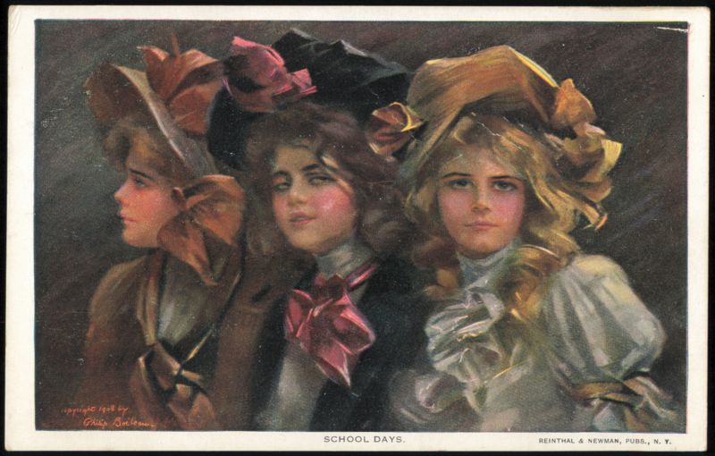 School Days, Three Young Women in Hats by Philip Boileau