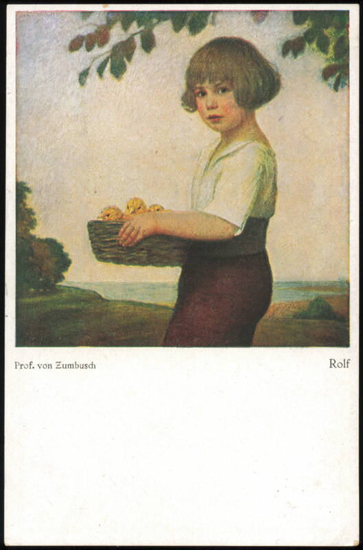 Rolf Child with Basket of Chicks by Prof. von Zumbusch