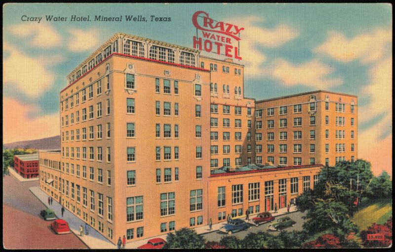 Crazy Water Hotel with Iconic Rooftop Sign Mineral Wells Texas
