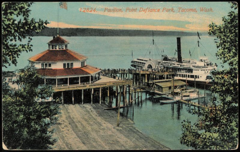 Pavilion and Steamboat at Point Defiance Park Tacoma Washington