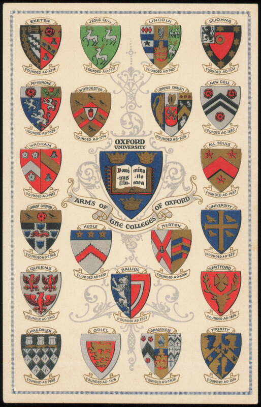 Arms of the Colleges of Oxford University United Kingdom