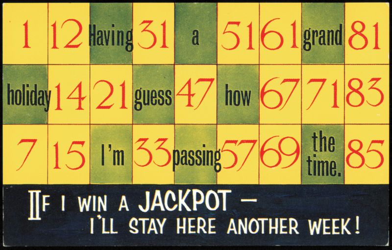 Seaside Comic Bingo Card Humor - Jackpot Message