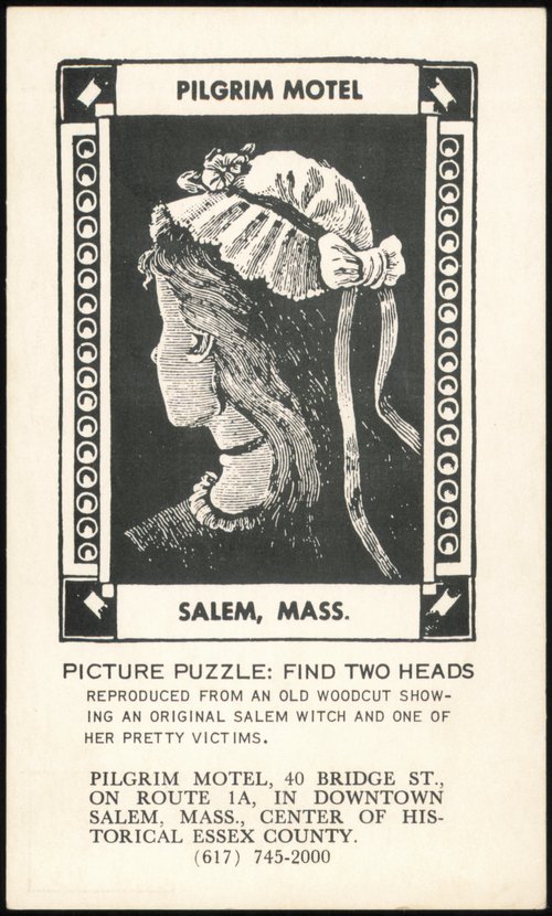 Pilgrim Motel Find Two Heads Optical Illusion Puzzle Salem Massachusetts